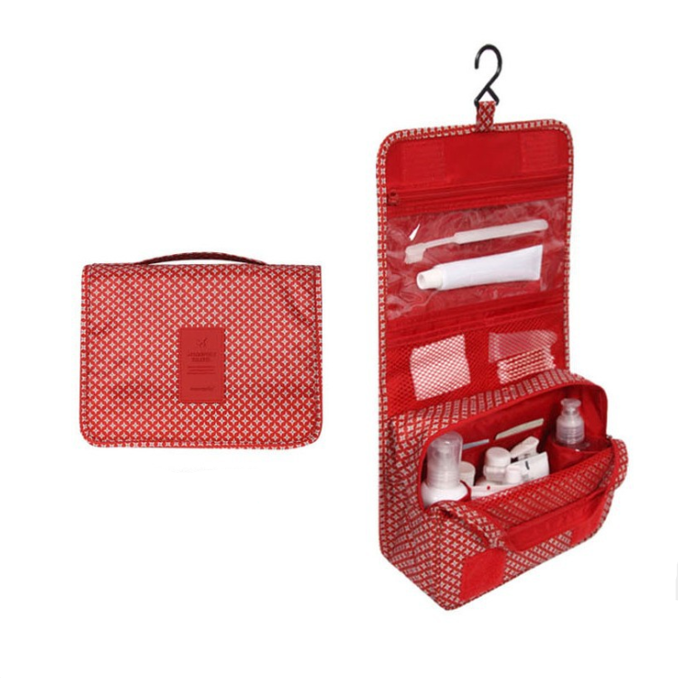 TravelEase | Wasserabweisende Reise-Kosmetiktasche mit Haken Rote Sterne Decorique.de
