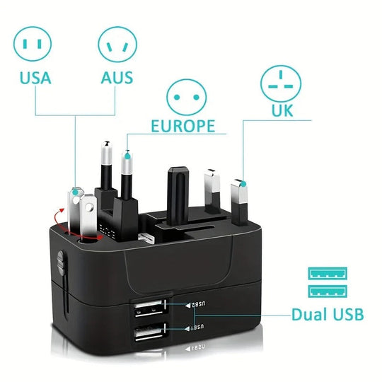 TravelPlug | Weltweiter Reiseadapter mit dualen USB-Ladeanschlüssen Decorique.de