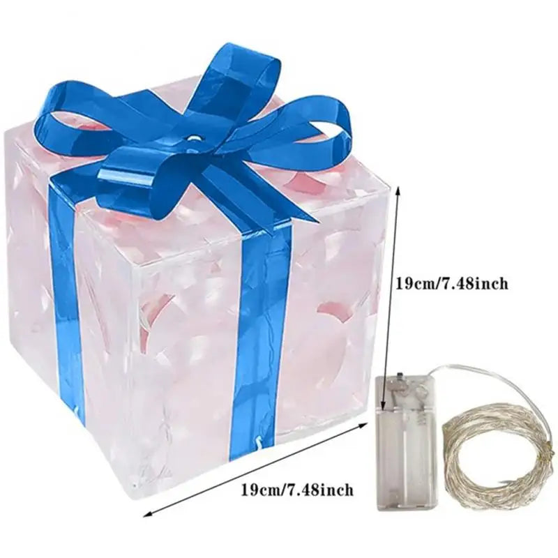 TwinkleBox | Beleuchtete Geschenkboxen für Weihnachten 19 cm Blau Decorique.de