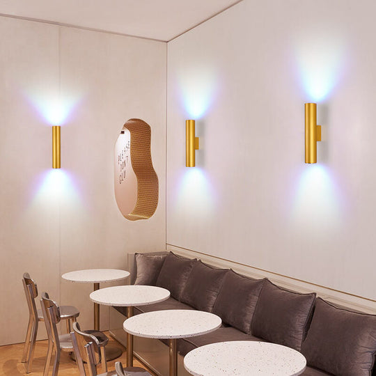 TwinRay | Zylindrische LED-Wandleuchte aus Aluminium Gold Warmes Licht (3000K) Decorique.de