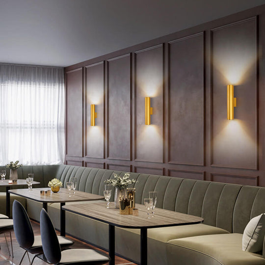 TwinRay | Zylindrische LED-Wandleuchte aus Aluminium Gold Weißes Licht (5000K) Decorique.de