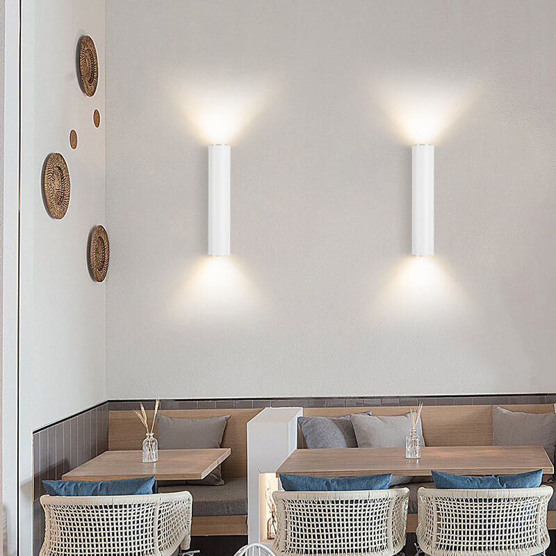 TwinRay | Zylindrische LED-Wandleuchte aus Aluminium Weiß Weißes Licht (5000K) Decorique.de