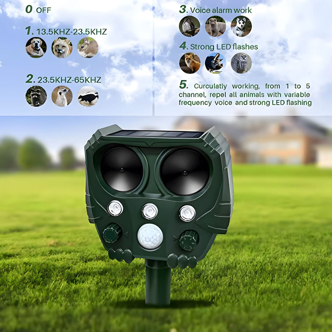 UltraSonic | Repellent Ultraschall und Lärm Sonar Abschreckung für Katze, Fuchs, Ratte, Eichhörnchen und Hund Decorique.de