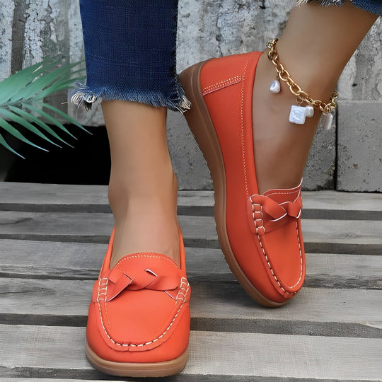 UrbanSole | Damenturnschuhe Weiches Leder Slip-On Sneakers Bequeme Loafer Schuhe Decorique.de