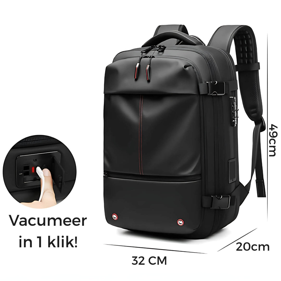 VacuPro | Vakuum-Reisebeutel, komprimierbar und ideal für Reisen Schwarz mit eingebauter Pumpe Decorique.de