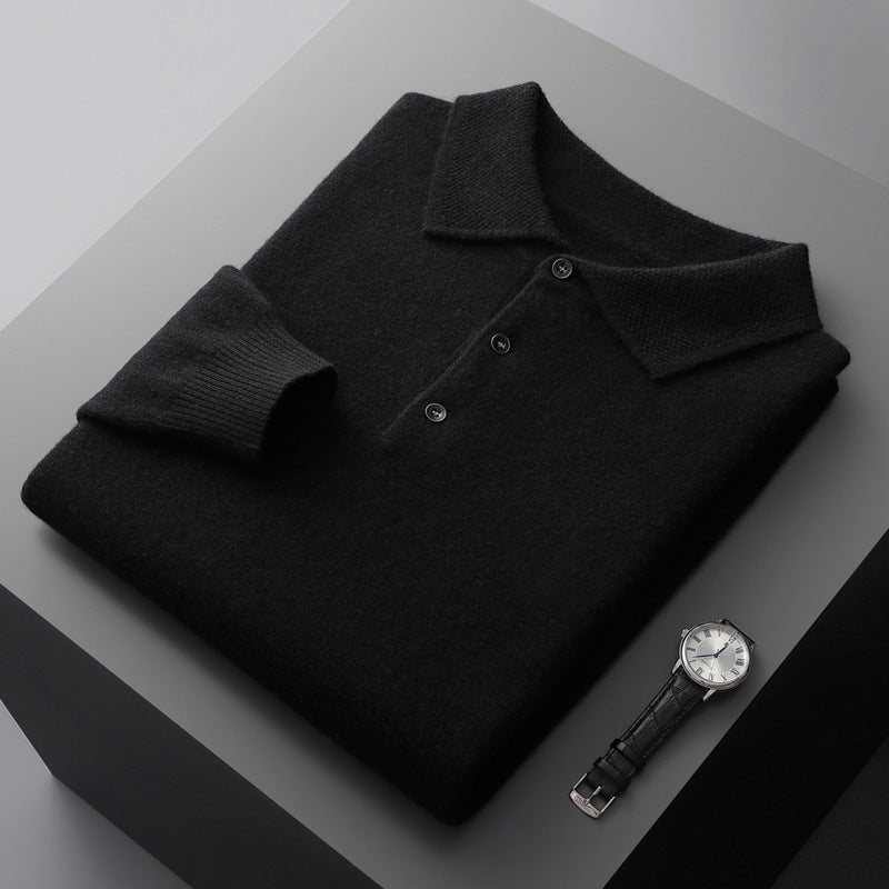 Valerio | Kaschmir Poloshirt – Eleganz in Reinform Schwarz Decorique.de