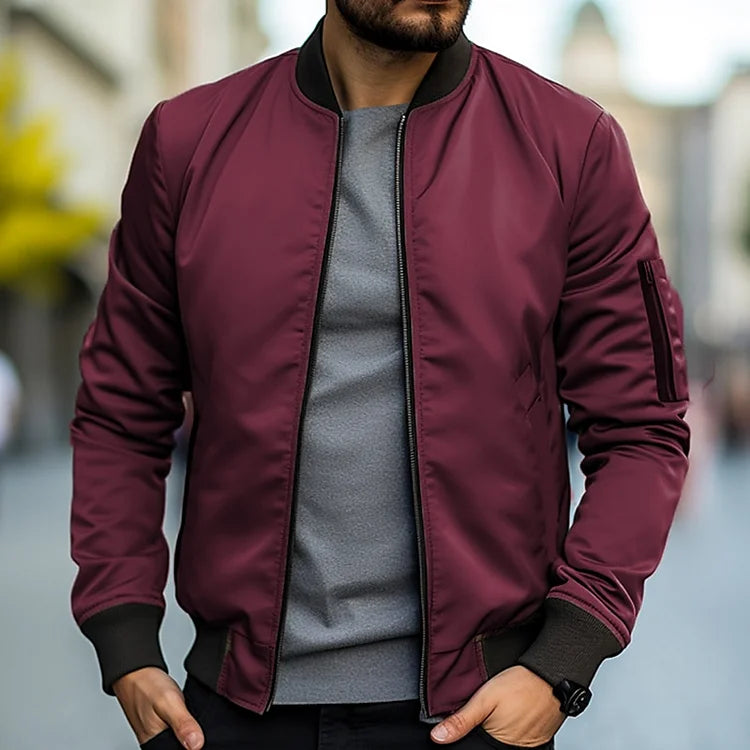 Valor | Stilvolle Bomberjacke | Herren Burgundisch Decorique.de