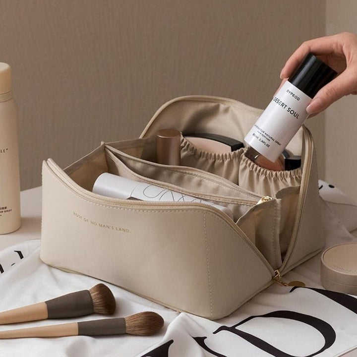 Velora | Handgefertigte Boho-Kosmetiktasche Stilvolle Aufbewahrung für Ihre Schönheitsprodukte Beige Decorique.de