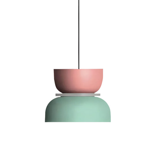 VetroGlow | Geometrische Vintage-Hängelampe aus Milchglas Rosa + Hellgrün Decorique.de