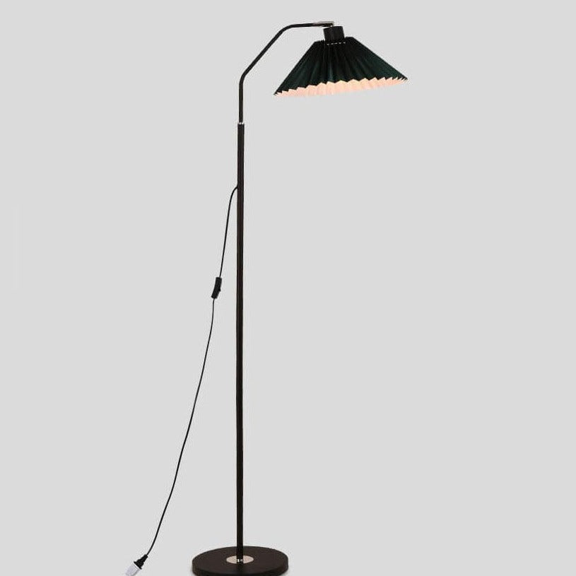 VibeLight | Minimalistische Stoff-Faltenlampe 1-Licht Stehlampe 16W (3 Farben Licht) Schwarze Basis + Dunkelgrüner Schirm 220V-240V Decorique.de