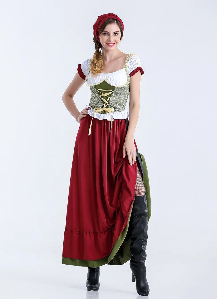 VintageChic | Elegantes Rotes Oktoberfest-Kleid Lang Decorique.de