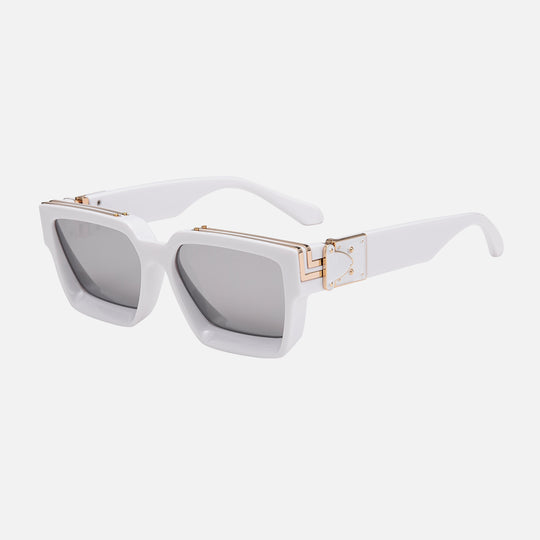 VisionShade | UV-400 Schutz & Kratzfeste Unisex-Brille Graue Gläser weißer Rahmen Decorique.de