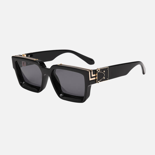 VisionShade | UV-400 Schutz & Kratzfeste Unisex-Brille Schwarze Gläser schwarz-goldener Rahmen Decorique.de