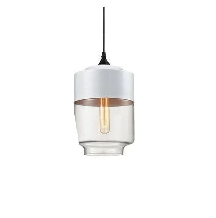 VitraLoom | Mundgeblasene Glasleuchte mit Holzdetail Weiß Zylinder breit | Transparent Decorique.de