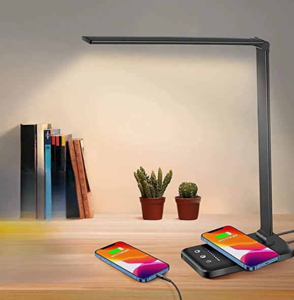 VivaLight | Helle LED-Tischlampe mit USB-Funktion Dunkelschwarz Decorique.de