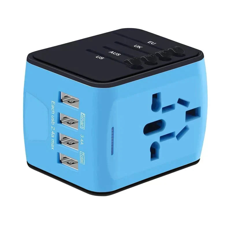 VoltAdapt | Reiseadapter – Universeller AC-Stecker mit USB-C Blau Decorique.de