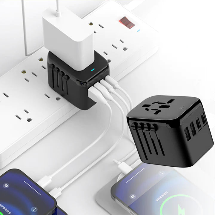 VoltAdapt | Reiseadapter – Universeller AC-Stecker mit USB-C Schwarz Decorique.de