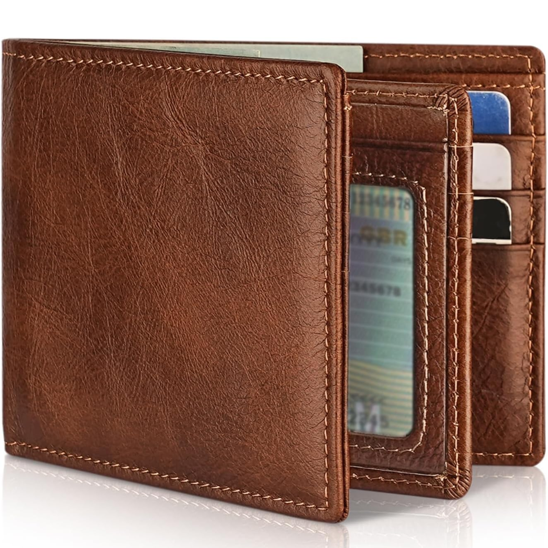 WalletShield | Bifold Leder Geldbörse – Sicherheit & Stil für Herren Braun Decorique.de