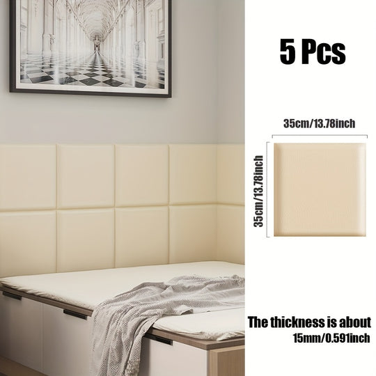 WallSoft | 3D wall panels set of 5 - Soft padded & self-adhesive Cremegelb Decorique.de