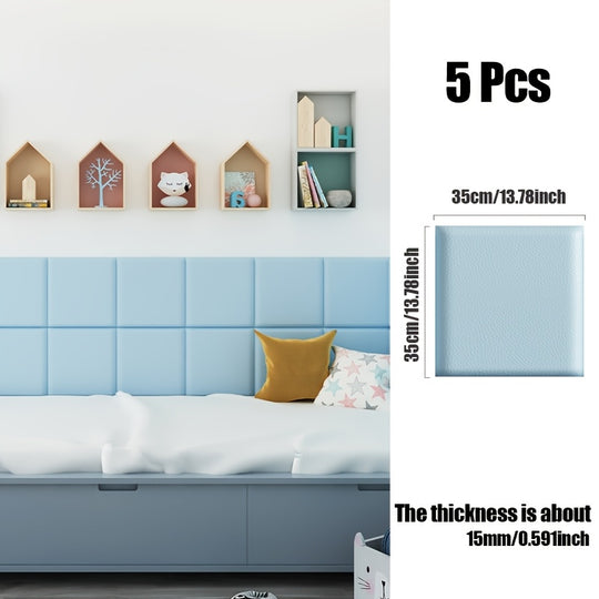 WallSoft | 3D wall panels set of 5 - Soft padded & self-adhesive Hellblau Decorique.de