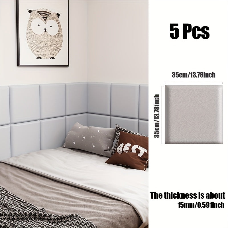 WallSoft | 3D wall panels set of 5 - Soft padded & self-adhesive Hellgrau Decorique.de
