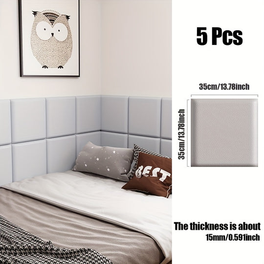 WallSoft | 3D wall panels set of 5 - Soft padded & self-adhesive Hellgrau Decorique.de