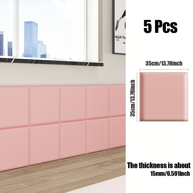 WallSoft | 3D wall panels set of 5 - Soft padded & self-adhesive Hellrosa Decorique.de