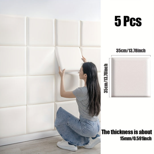 WallSoft | 3D wall panels set of 5 - Soft padded & self-adhesive Weiß Decorique.de