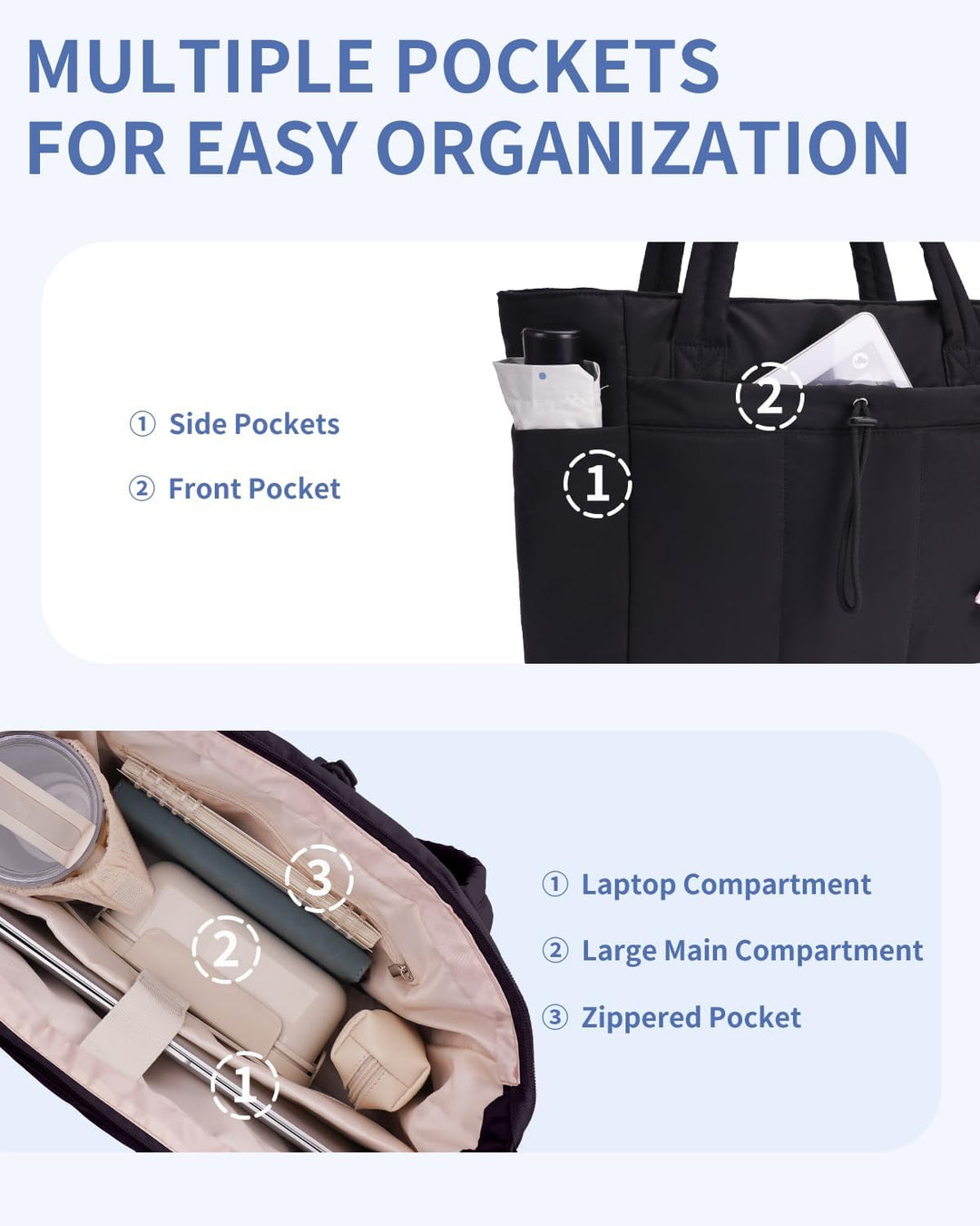 CarryLuxe | Puffer-Tasche – Mit Becherhalter & Laptopfach