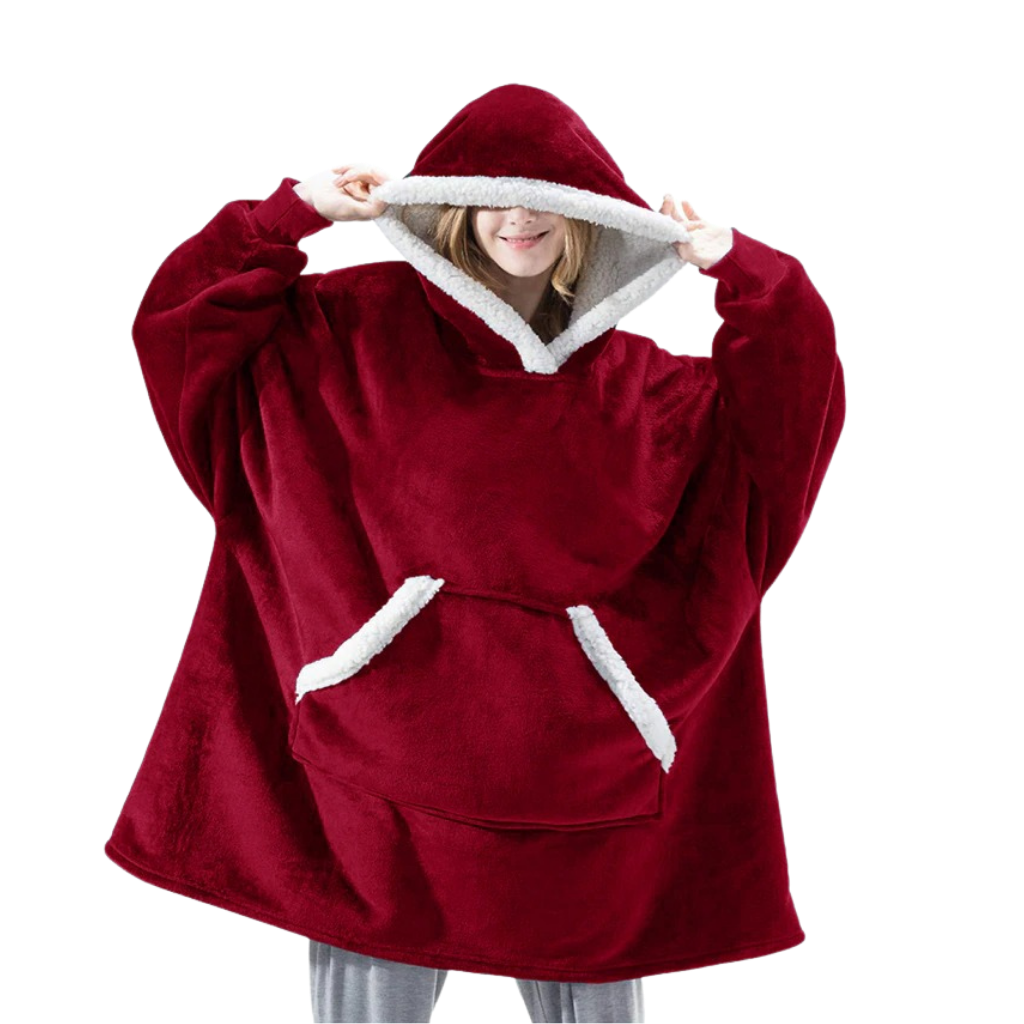 WarmWrap | Kuscheliger Oversize-Decken-Hoodie Dunkelrot Decorique.de