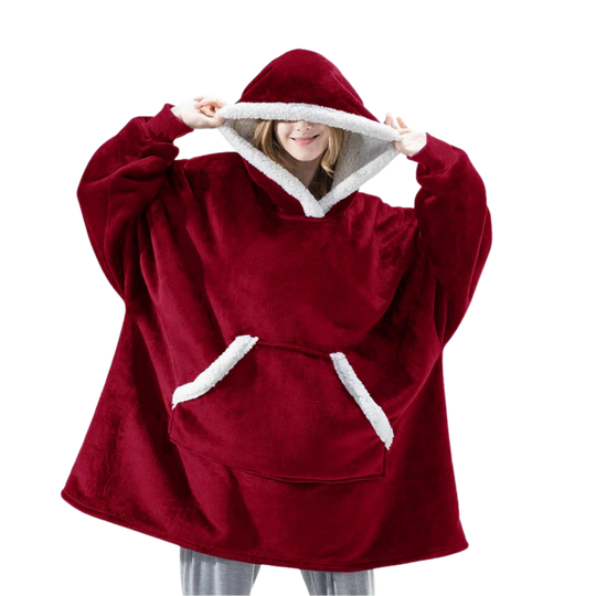 WarmWrap | Kuscheliger Oversize-Decken-Hoodie Dunkelrot Decorique.de