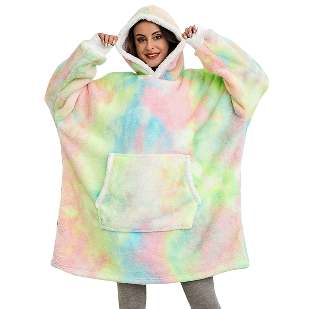 WarmWrap | Kuscheliger Oversize-Decken-Hoodie Regenbogen Decorique.de