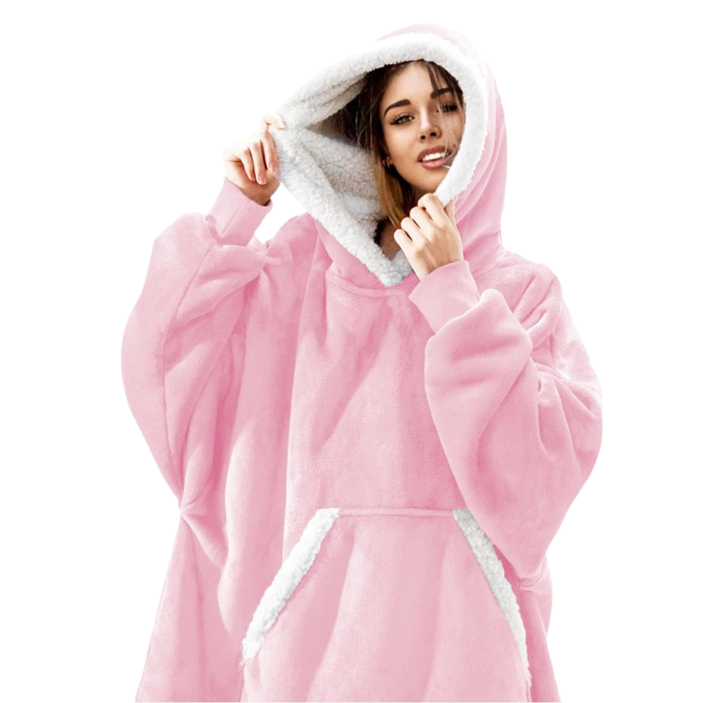 WarmWrap | Kuscheliger Oversize-Decken-Hoodie Rosa Decorique.de