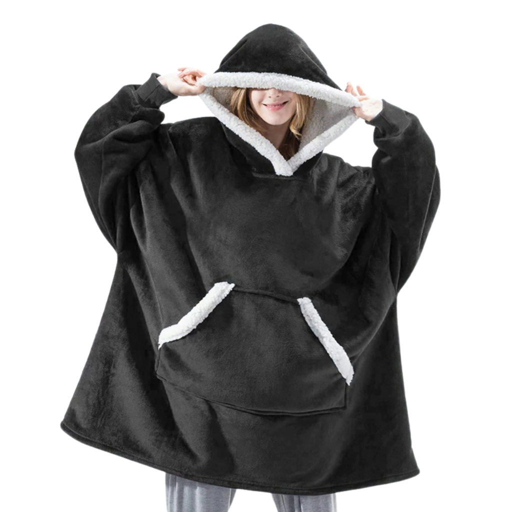 WarmWrap | Kuscheliger Oversize-Decken-Hoodie Schwarz Decorique.de