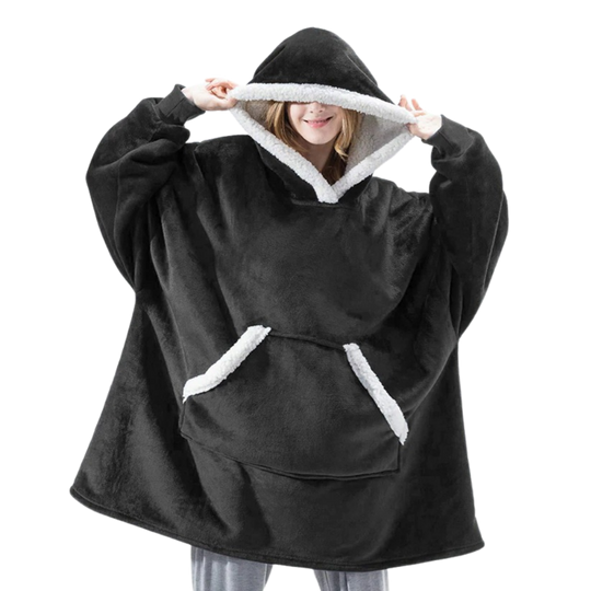 WarmWrap | Kuscheliger Oversize-Decken-Hoodie Schwarz Decorique.de