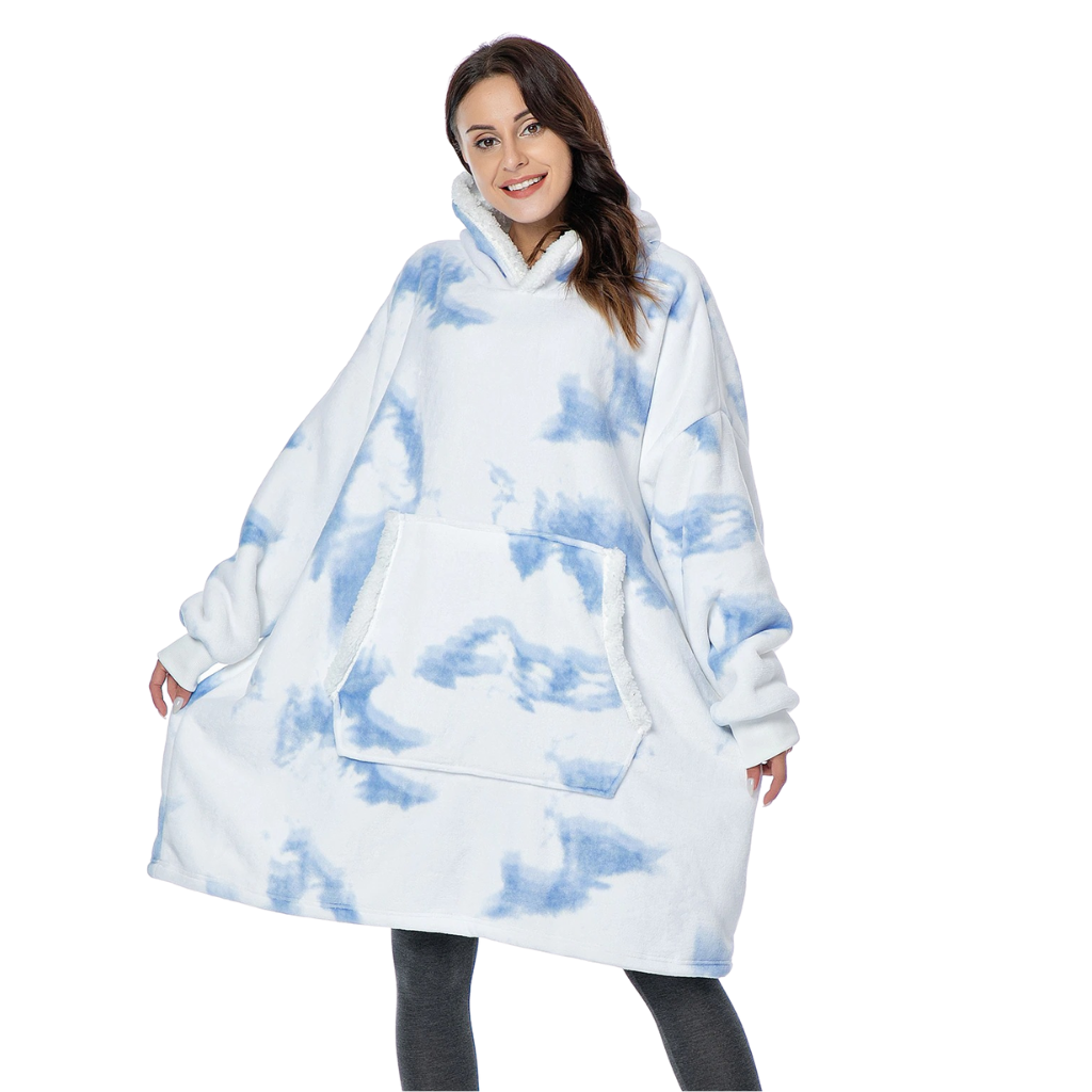 WarmWrap | Kuscheliger Oversize-Decken-Hoodie Verblasstes Blau Decorique.de