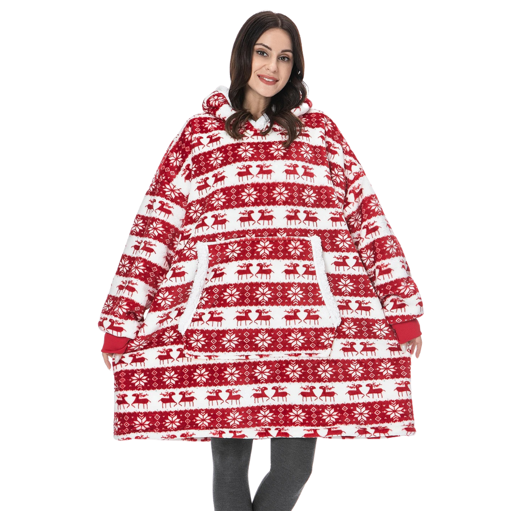 WarmWrap | Kuscheliger Oversize-Decken-Hoodie Weihnachtsrot Decorique.de