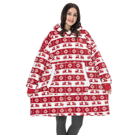 WarmWrap | Kuscheliger Oversize-Decken-Hoodie Weihnachtsrot Decorique.de
