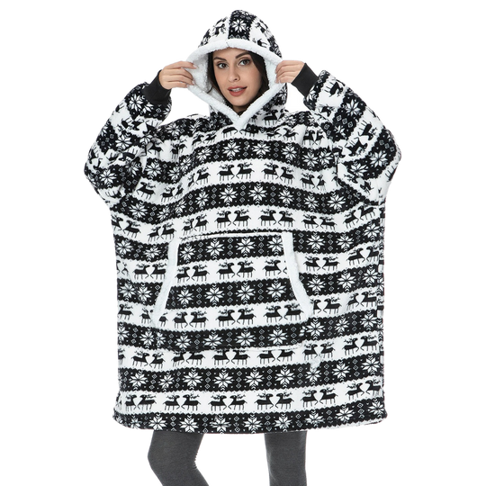 WarmWrap | Kuscheliger Oversize-Decken-Hoodie Weihnachtsschwarz Decorique.de