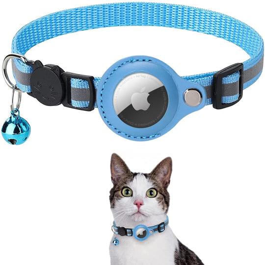 WhiskerSafe | AirTag Katzenhalsband – GPS-Tracking & Anti-Verlust Blau Decorique.de