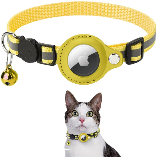 WhiskerSafe | AirTag Katzenhalsband – GPS-Tracking & Anti-Verlust Gelb Decorique.de