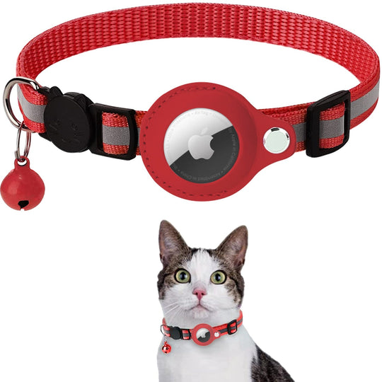 WhiskerSafe | AirTag Katzenhalsband – GPS-Tracking & Anti-Verlust Rot Decorique.de