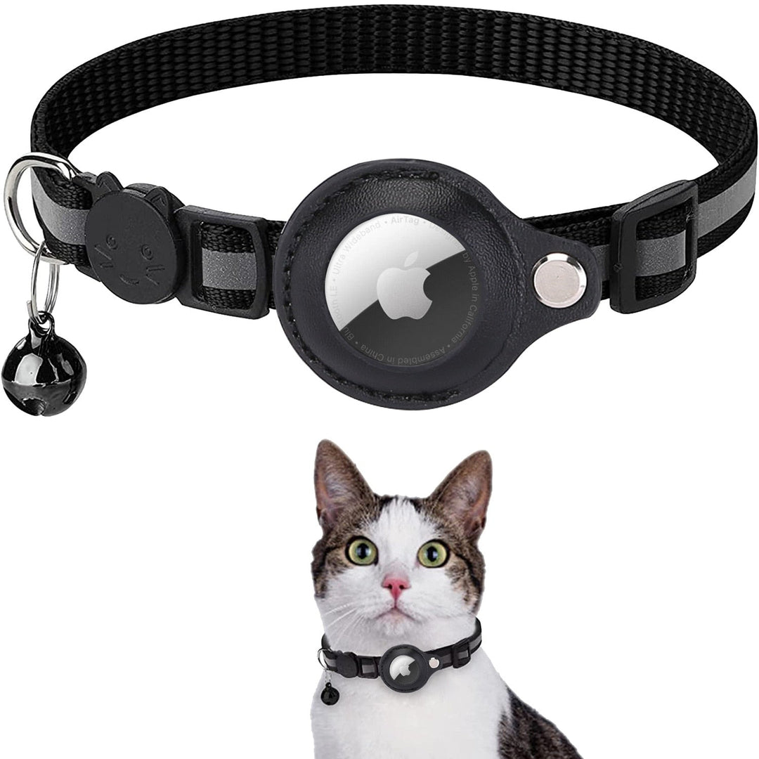 WhiskerSafe | AirTag Katzenhalsband – GPS-Tracking & Anti-Verlust Schwarz Decorique.de