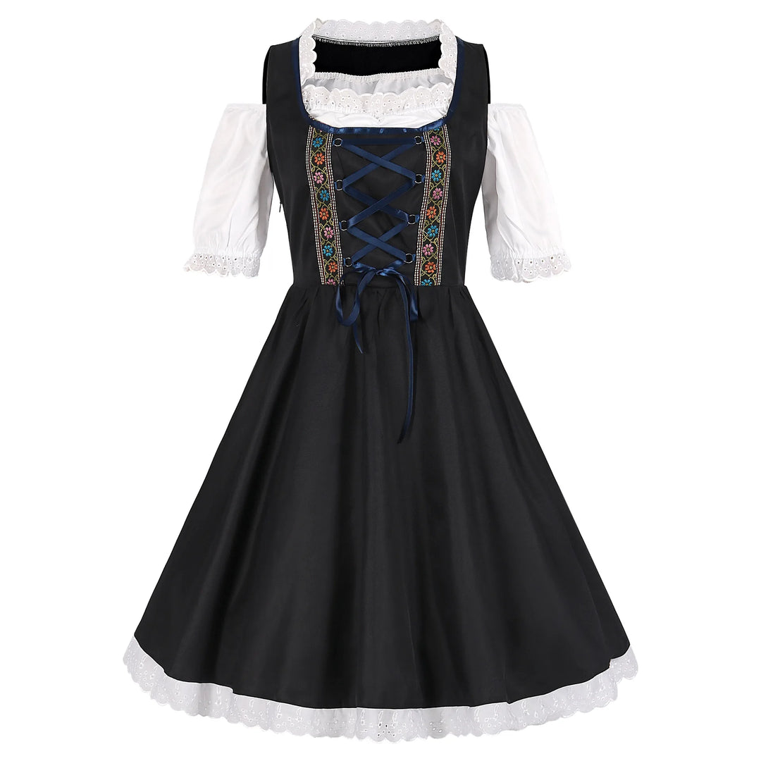 Wiesenglanz | Damen-Dirndlkleid im Traditionellen Oktoberfest-Stil schwarz Traditionelle Kulturkleidung Decorique.de