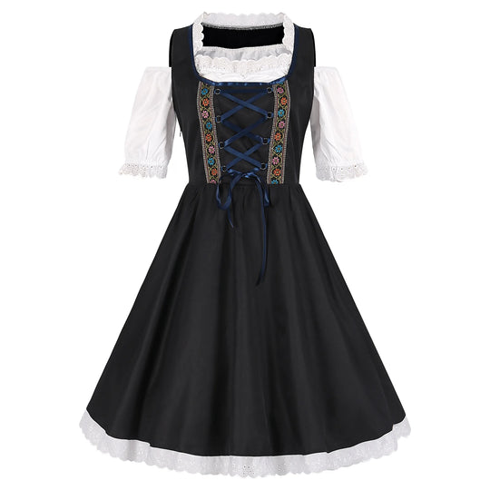 Wiesenglanz | Damen-Dirndlkleid im Traditionellen Oktoberfest-Stil schwarz Traditionelle Kulturkleidung Decorique.de
