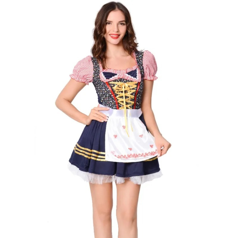 Wiesenglück | Damen-Mini-Dirndl für Oktoberfest & Feste Blau Rosa Decorique.de