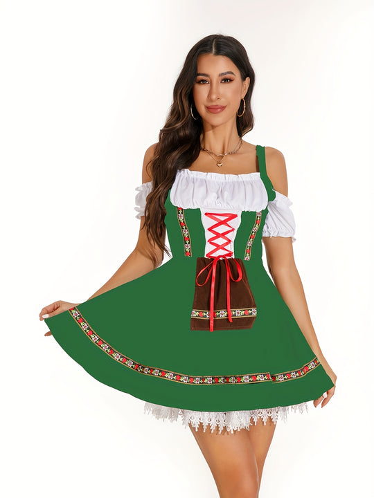 Wiesental | Damen-Dirndlkleid – Runder Ärmel mit Spitze und Schnürung Decorique.de