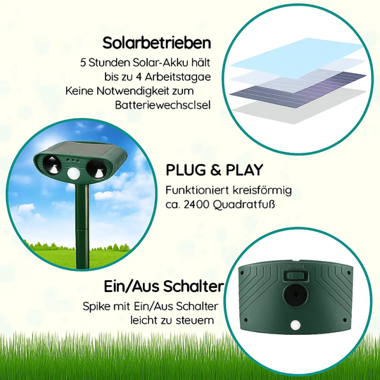 WildGuard | Solarbetriebener und Ultraschall-Tiervertreiber Decorique.de