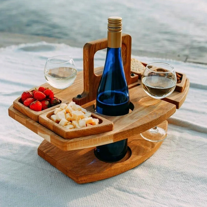 WineNest | Tragbarer Holz-Picknick-Weintisch Decorique.de