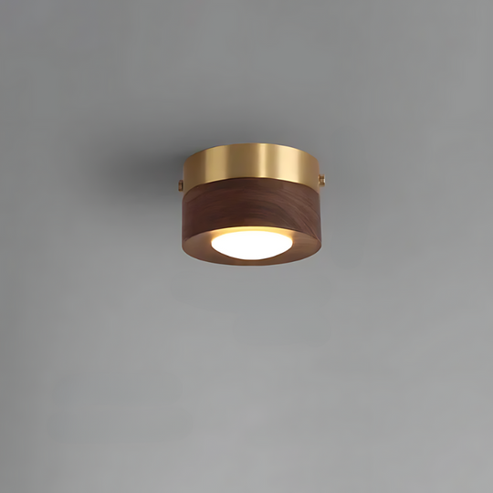 WoodAura | Walnuss-Deckenlampe mit LED-Strahler Dunkles Holz Gold Decorique.de